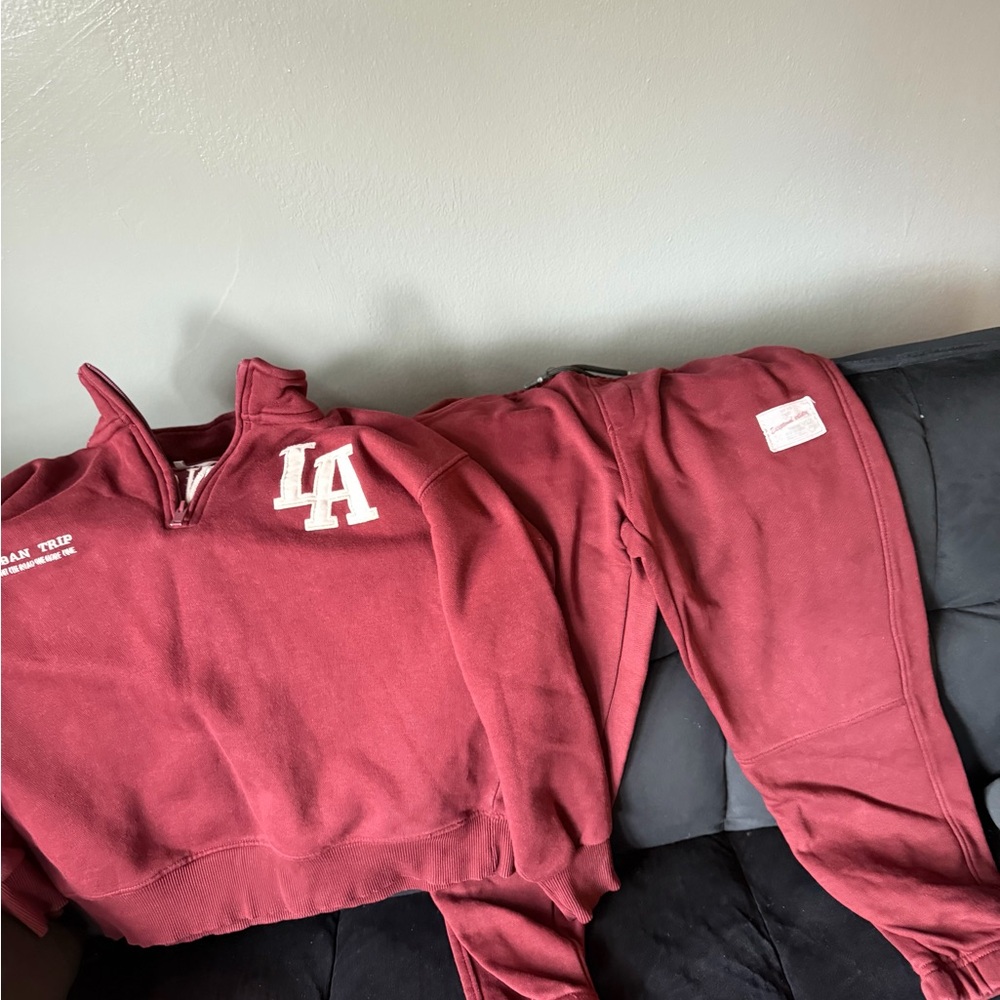 Zara Kids Burgundy LA Sweatshirt and Joggers